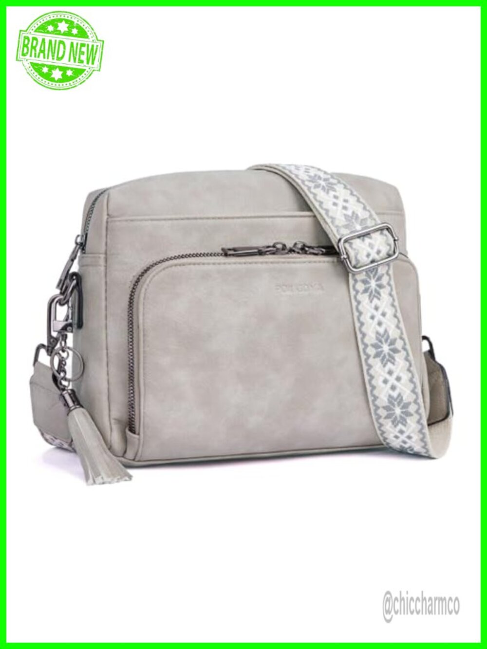 Vegan Leather Crossbody Bag Built-In RFID Wallet Adjustable Strap Travel Purse